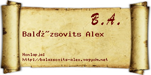 Balázsovits Alex névjegykártya