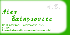 alex balazsovits business card